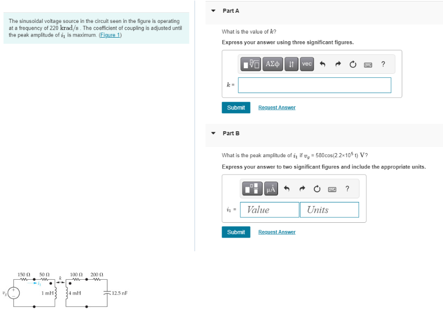 Solved The sinusoidal voltage source in the circuit seen in | Chegg.com