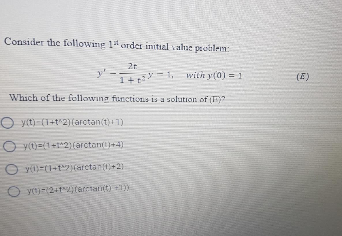 Solved Consider the following 1st order initial value | Chegg.com