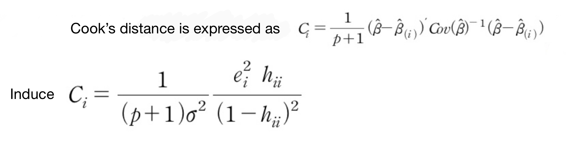 Solved Cook's distance is expressed as | Chegg.com