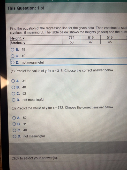 Solved find the equation of the regression line for the | Chegg.com