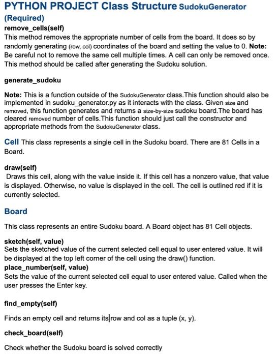 Solved (Required) remove_cells(self) This method removes the | Chegg.com