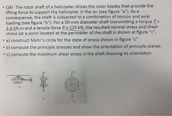 Solved • Q4) The rotor shaft of a helicopter drives the | Chegg.com