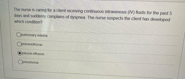 Solved The nurse is caring for a client receiving continuous | Chegg.com