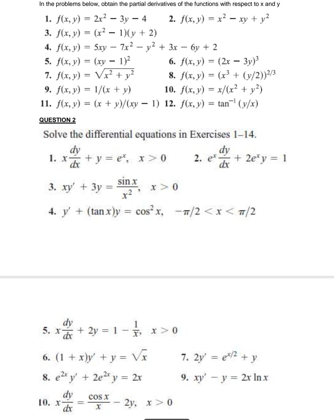 Solved 1 F X Y 2x2−3y−4 2 F X Y X2−xy Y2 3