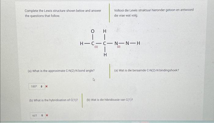 Solved Complete the Lewis structure shown below and answer | Chegg.com