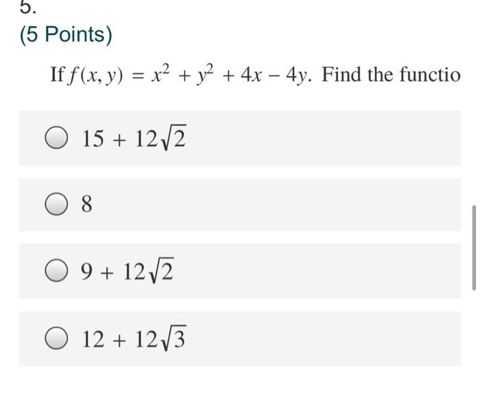 5 5 Points If F X Y X2 Y2 4x 4y Find Chegg Com