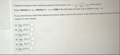 Solved Evaluate the given limits using the graph of the | Chegg.com