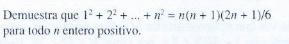 Demuestra que \( 1^{2}+2^{2}+\ldots+n^{2}=n(n+1)(2 n+1) / 6 \) para todo \( n \) entero positivo.