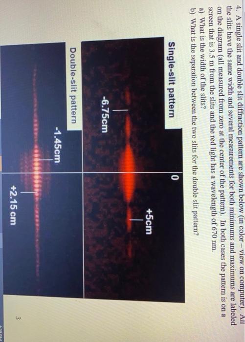 Solved 4. A single slit and double slit diffraction pattern | Chegg.com