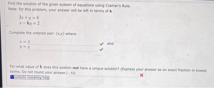 Solved Find The Solution Of The Given System Of Equations 