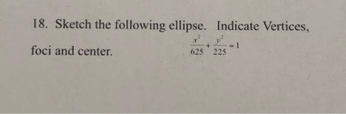 Solved 18. Sketch the following ellipse. Indicate Vertices, | Chegg.com