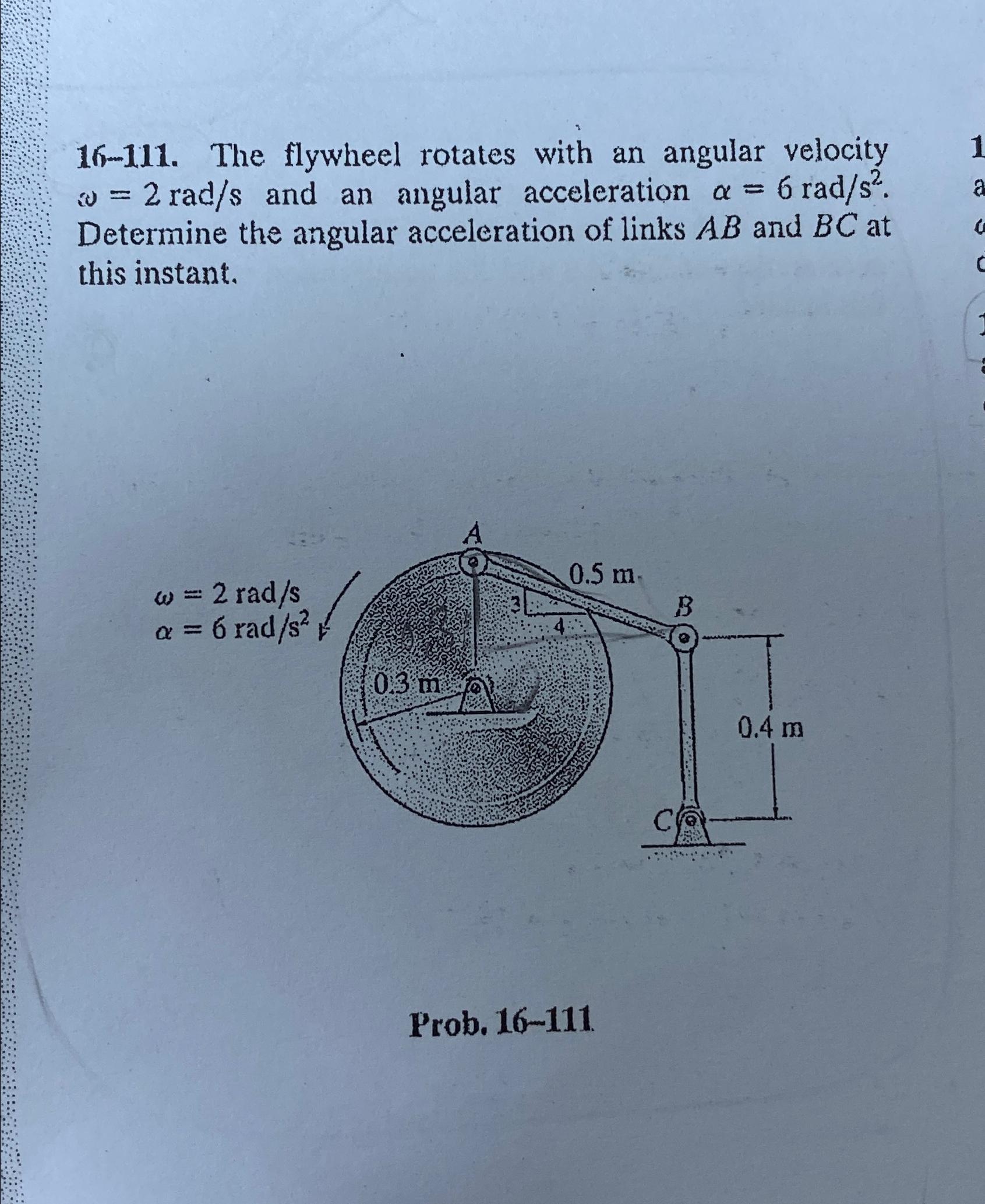 Solved 16-111. ﻿The flywheel rotates with an angular | Chegg.com
