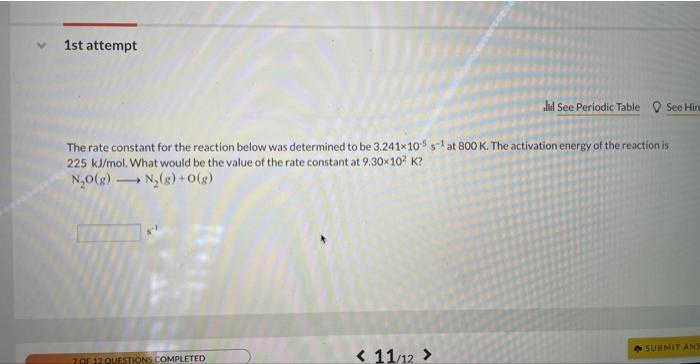 Solved The rate constant for the reaction below was | Chegg.com