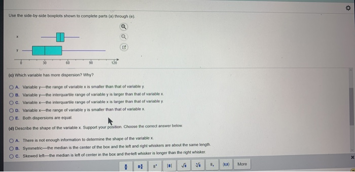 Solved Use the side-by-side boxplots shown to complete parts | Chegg.com