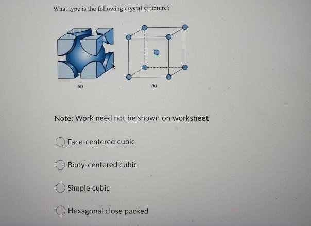 Solved What Type Is The Following Crystal Structure? (b) | Chegg.com