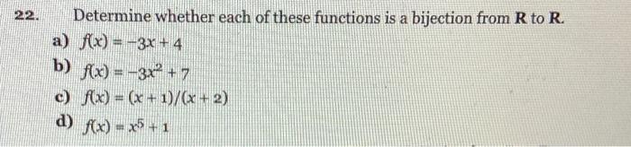 Solved 22. Determine Whether Each Of These Functions Is A | Chegg.com