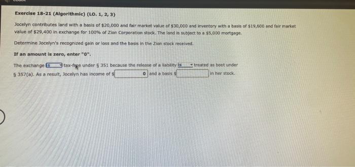 Solved Exercise 18-21 (Algorithmic) (LO. 1, 2, 3) Jacelyn | Chegg.com