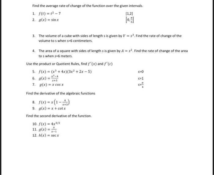 Solved Find the average rate of change of the function over | Chegg.com