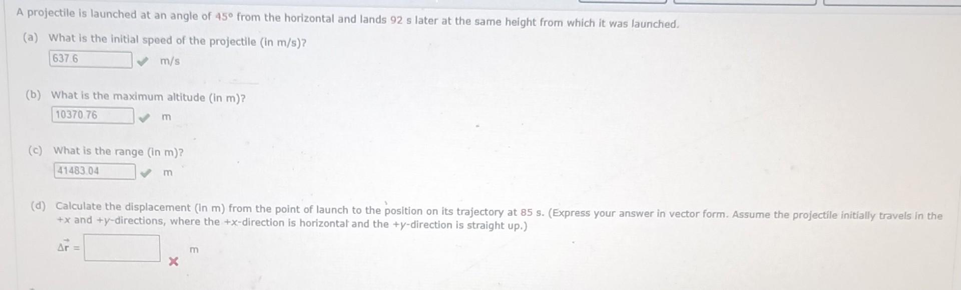 Solved A projectile is launched at an angle of 45° from the | Chegg.com