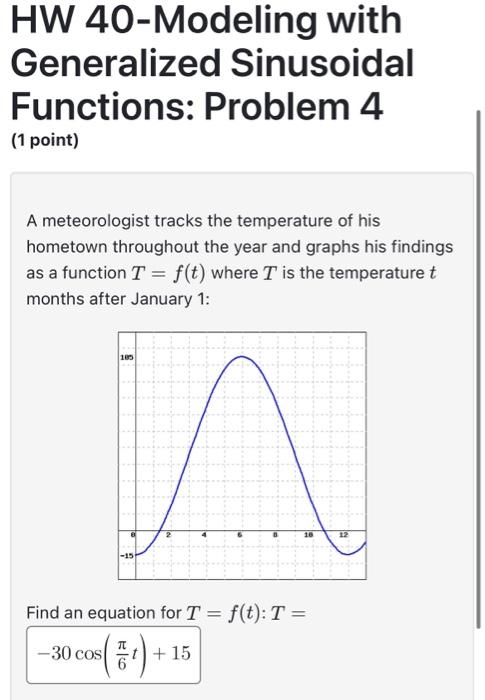 Solved Hw 40 Modeling With Generalized Sinusoidal Functions 7328