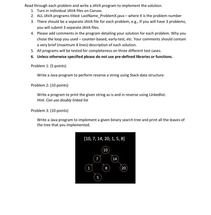 Solved Read through each problem and write a JAVA program to | Chegg.com