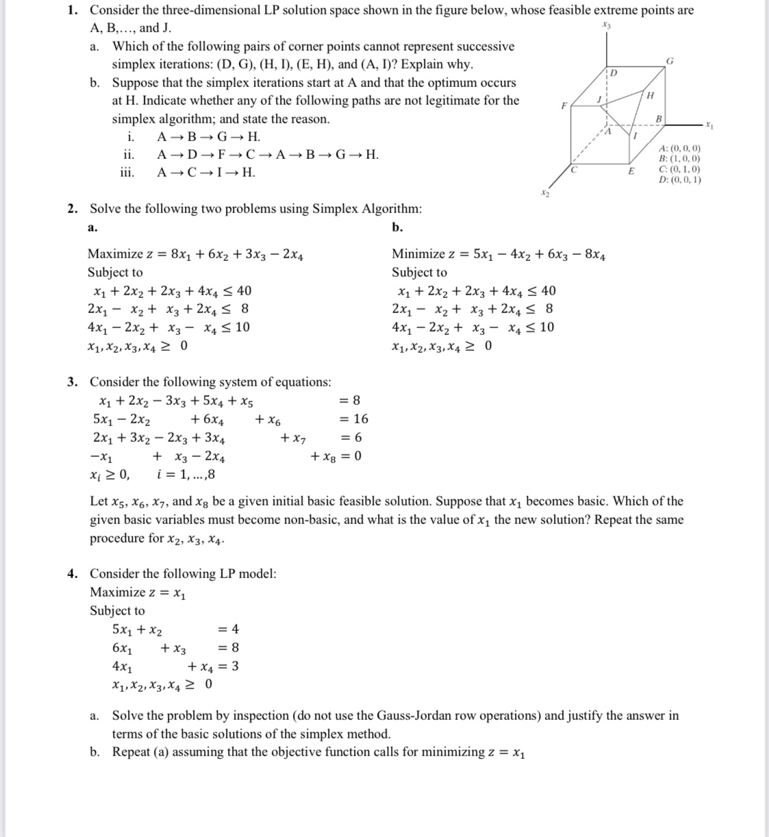 Solved Consider the three-dimensional LP solution space | Chegg.com
