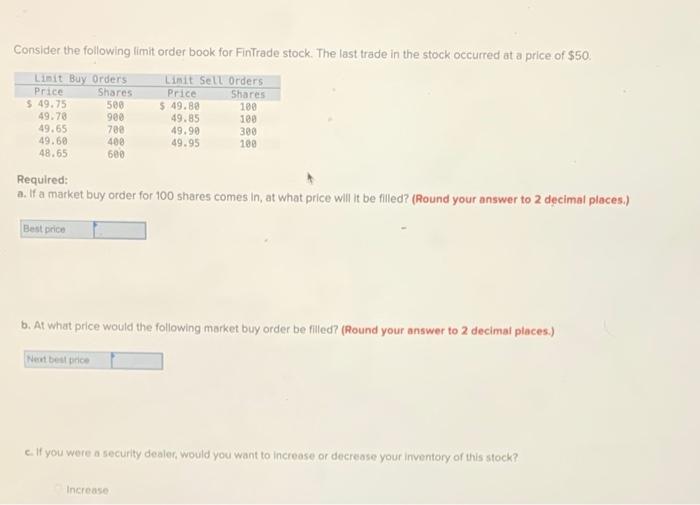 solved-consider-the-following-limit-order-book-for-fintrade-chegg