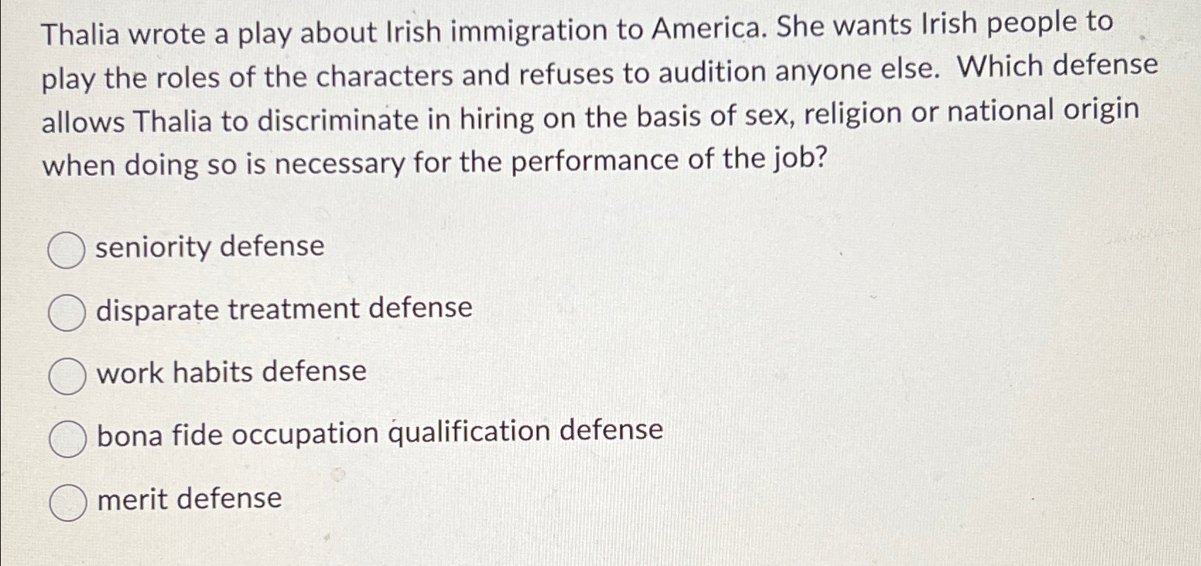 Solved Thalia wrote a play about Irish immigration to | Chegg.com