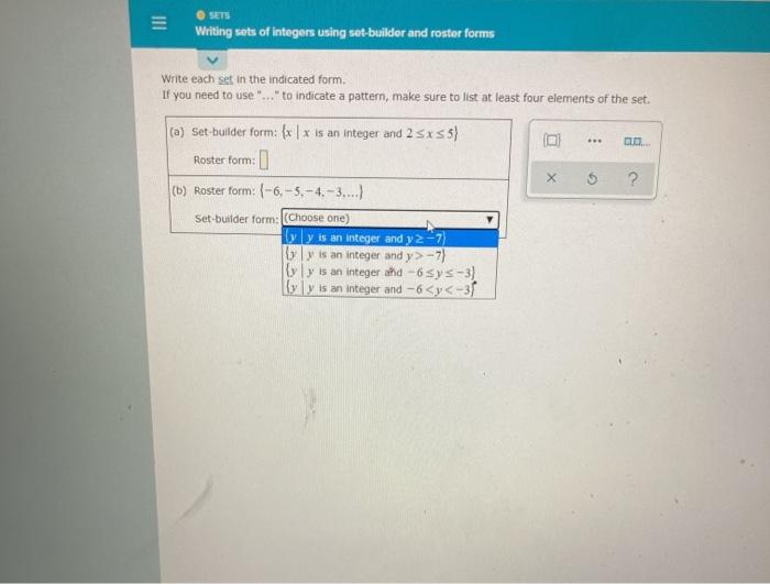 Solved III SETS Writing sets of integers using setbuilder