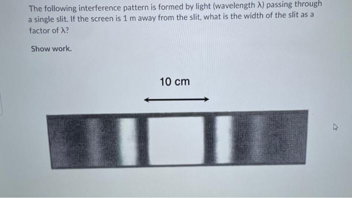Solved The following interference pattern is formed by light | Chegg.com