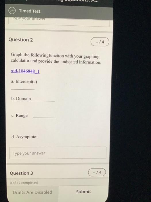 Solved Timed Test Type your answer Question 2 - / 4 Graph | Chegg.com