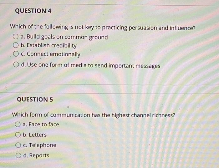 Solved QUESTION 1 Formal communication channels are | Chegg.com