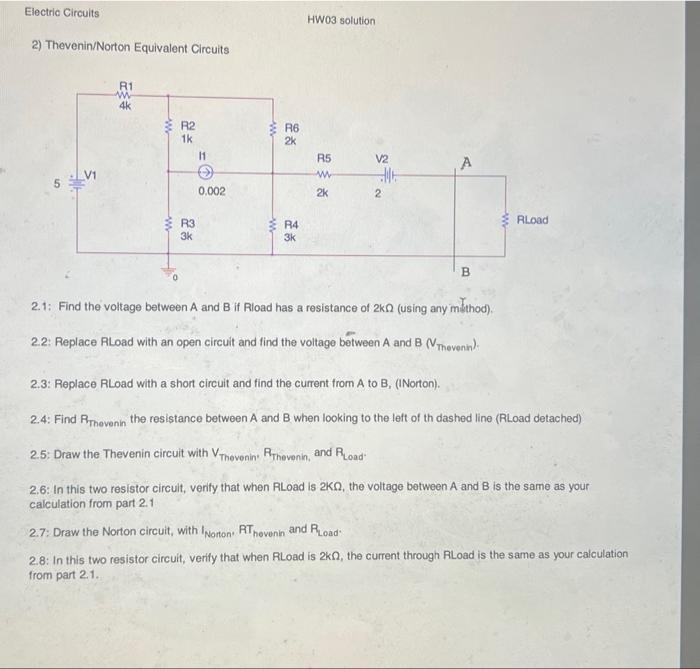 Solved 2) Thevenin/Norton Equivalent Circuits 2.1: Find the | Chegg.com