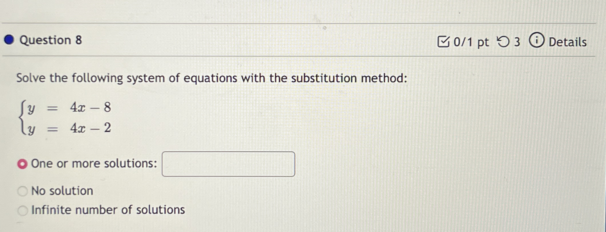 Solved Question 8Solve the following system of equations | Chegg.com