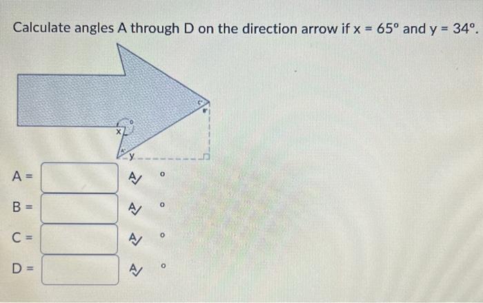 Calculate angles A through D on the direction arrow | Chegg.com