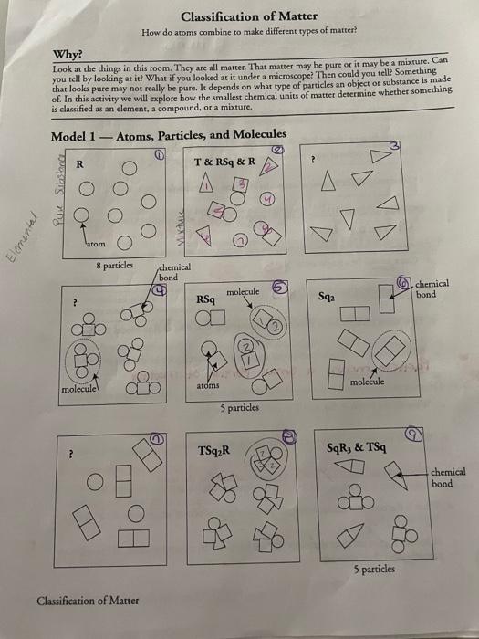 Classification Of Matter How Do Atoms Combine To Make Chegg Com