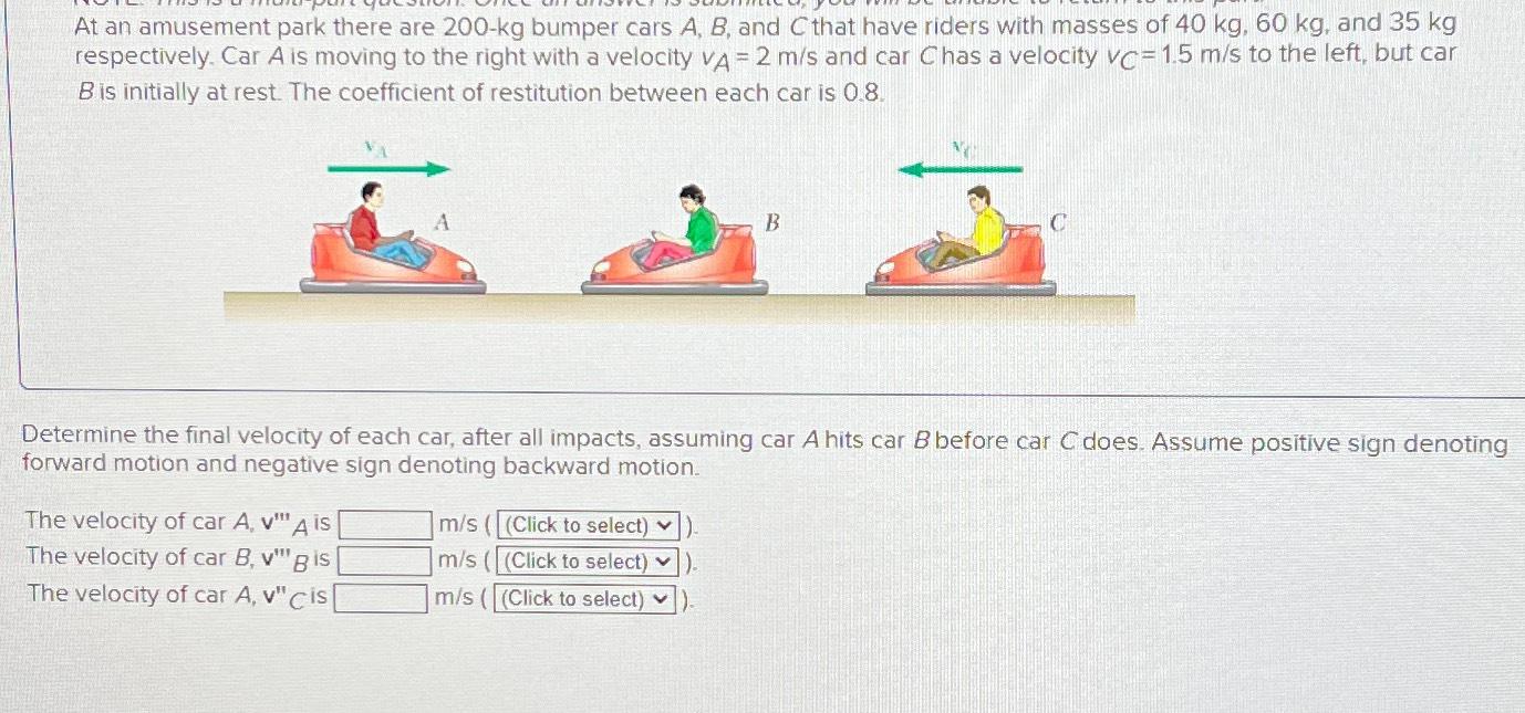 Solved At An Amusement Park There Are 200-kg ﻿bumper Cars | Chegg.com