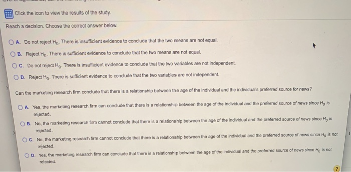 Solved A marketing research firm is conducting a study to | Chegg.com