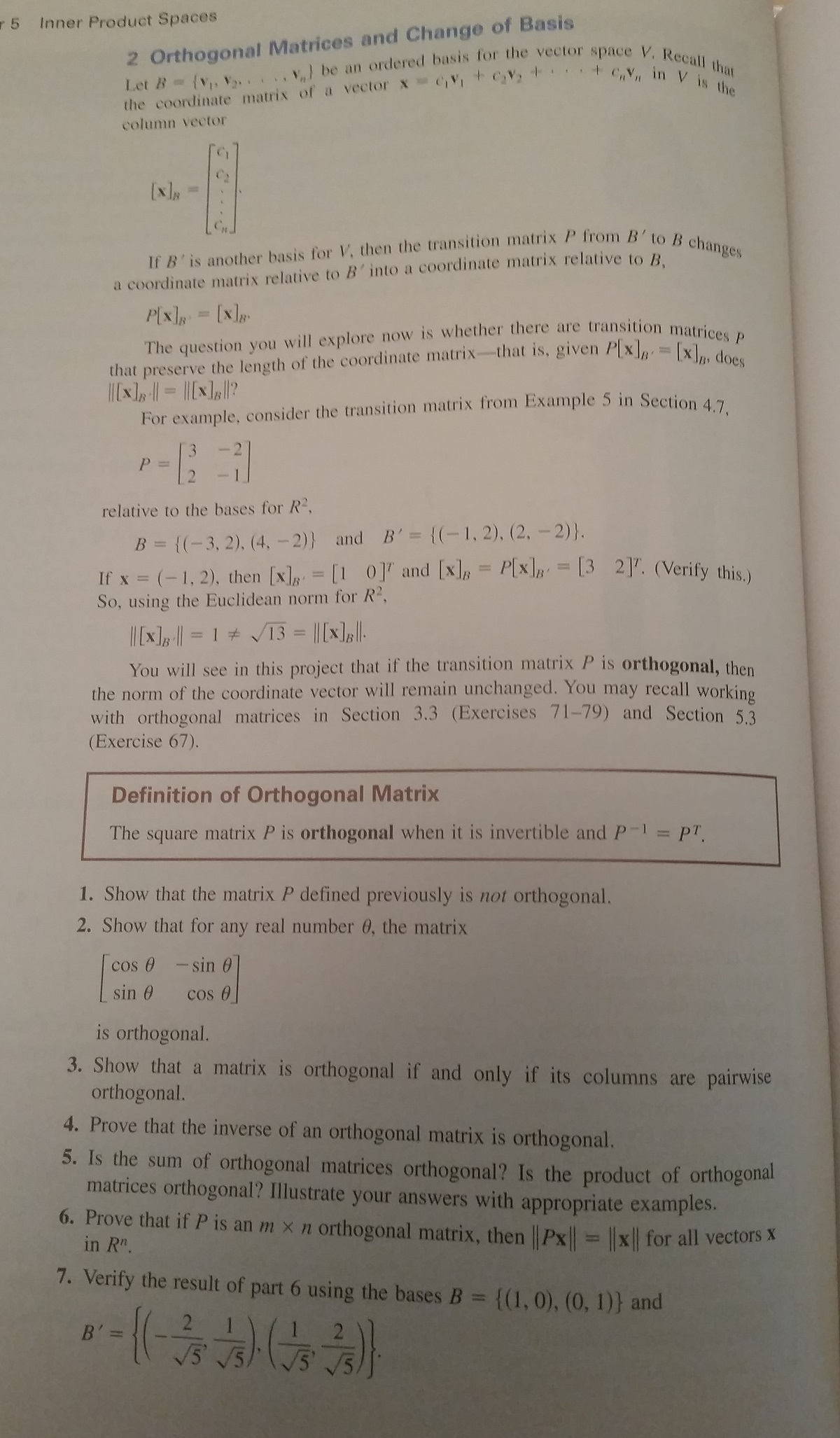 5 ﻿Inner Product Spaces2 ﻿Orthogonal Matrices and