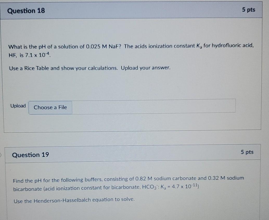 Solved Question 18 5 pts What is the pH of a solution of | Chegg.com