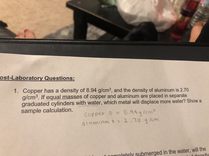 Solved ostLaboratory Questions 1. Copper has a density of