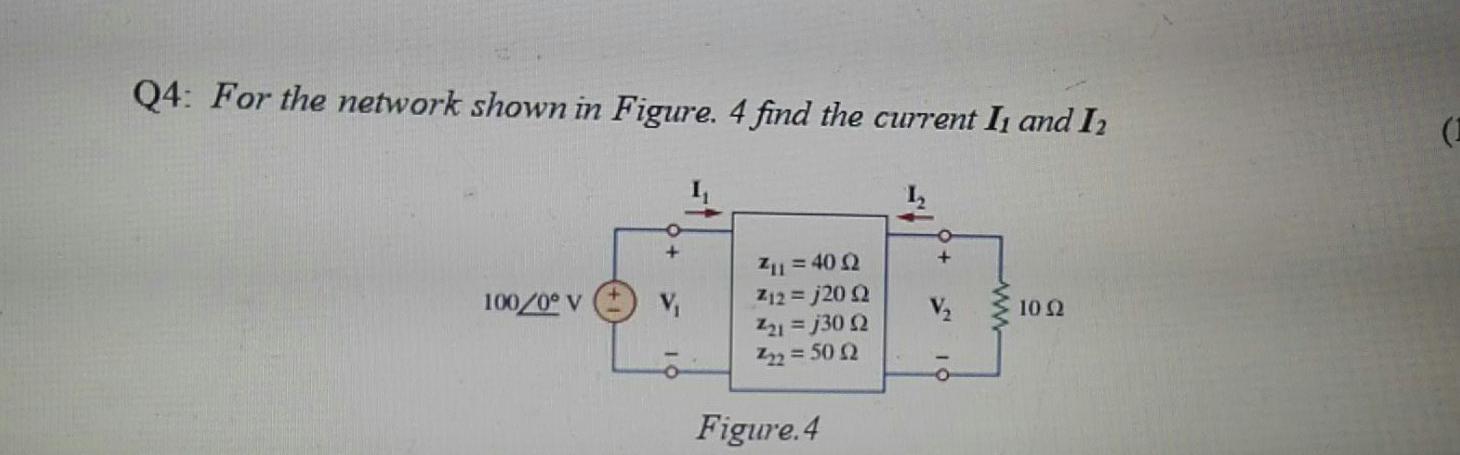 Solved Q4: For the network shown in Figure. 4 find the | Chegg.com