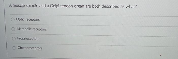 Solved A muscle spindle and a Golgi tendon organ are both | Chegg.com