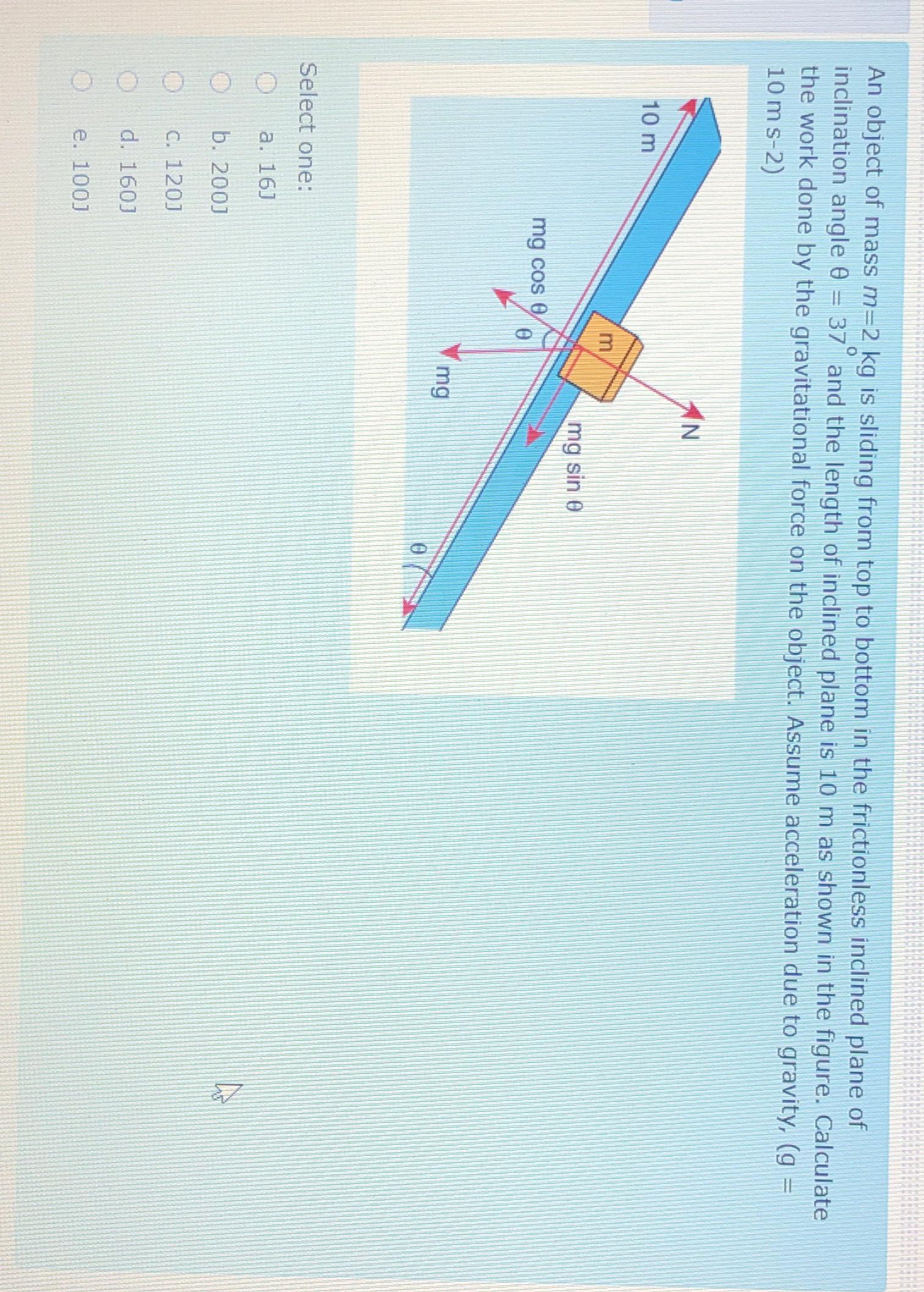 Solved An object of mass m=2kg ﻿is sliding from top to | Chegg.com