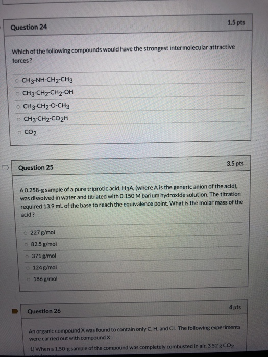 Solved 1.5 pts Question 24 Which of the following compounds | Chegg.com