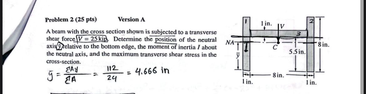 Solved Problem 2 (25 pts)Version AA beam with the cross | Chegg.com
