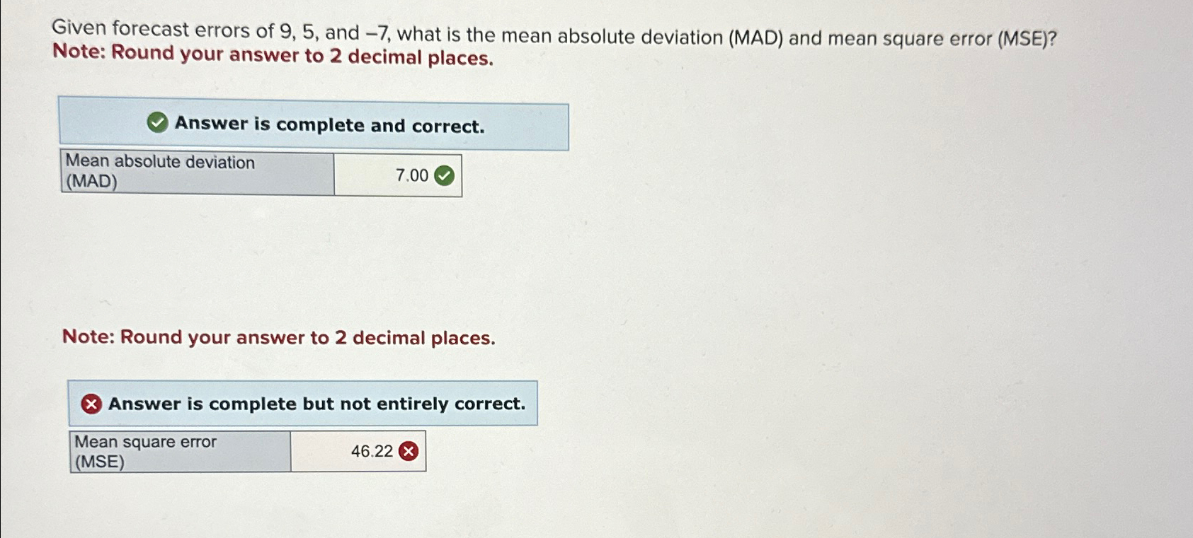 Solved Given forecast errors of 9,5 , ﻿and -7 , ﻿what is the | Chegg.com