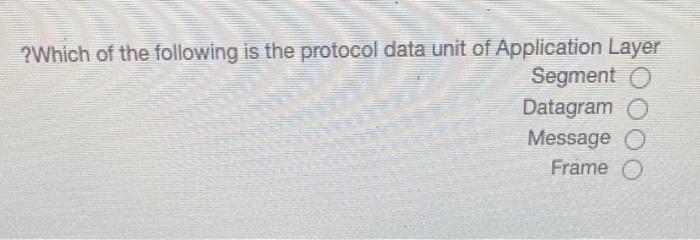 Solved ? Which of the following is the protocol data unit of | Chegg.com