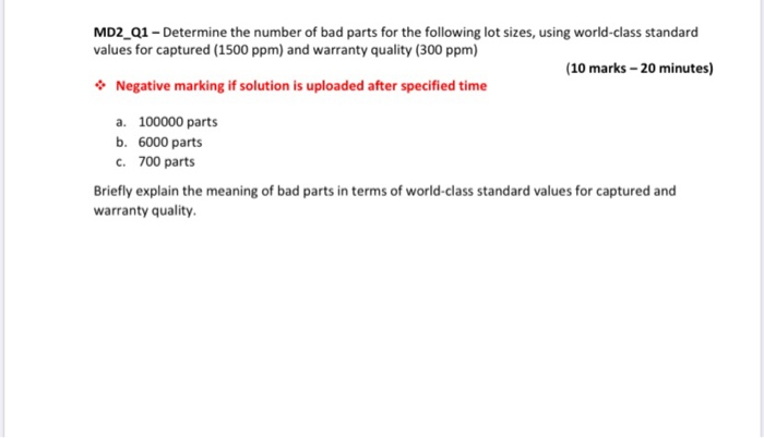 Solved Md2 Q1 Determine The Number Of Bad Parts For The Chegg Com