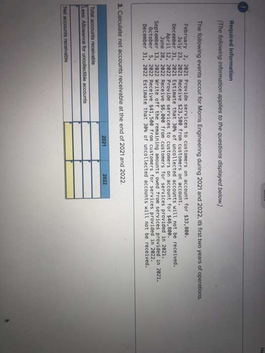 The Following Events Occur For Morris Engineering Chegg Com